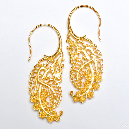 Fractal Earrings from Maya Jewelry in Yellow-gold-plated Brass