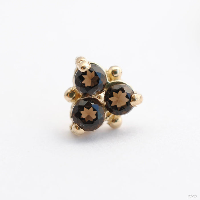 Gemmed Triplet Press-fit End in Gold from Scylla with Smoky Quartz