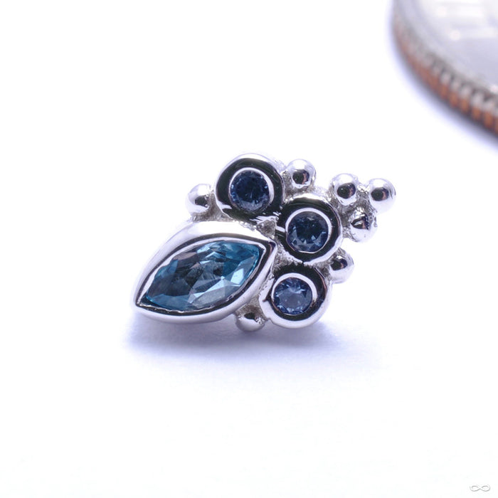 Mini Marquise Sarai Press-fit End in Gold from BVLA with Swiss Blue Topaz & Polar Sapphire