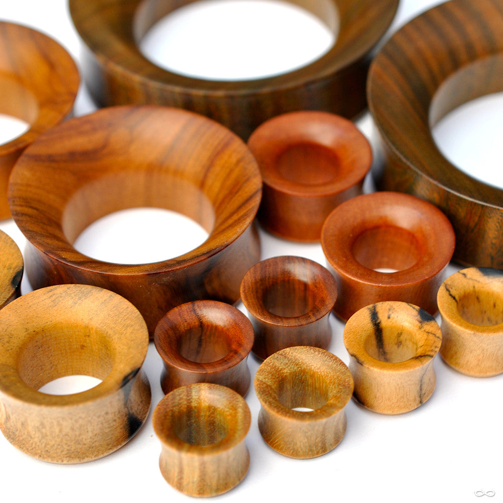Collection of wood ear plugs from Yaxche at Infinite Body Piercing