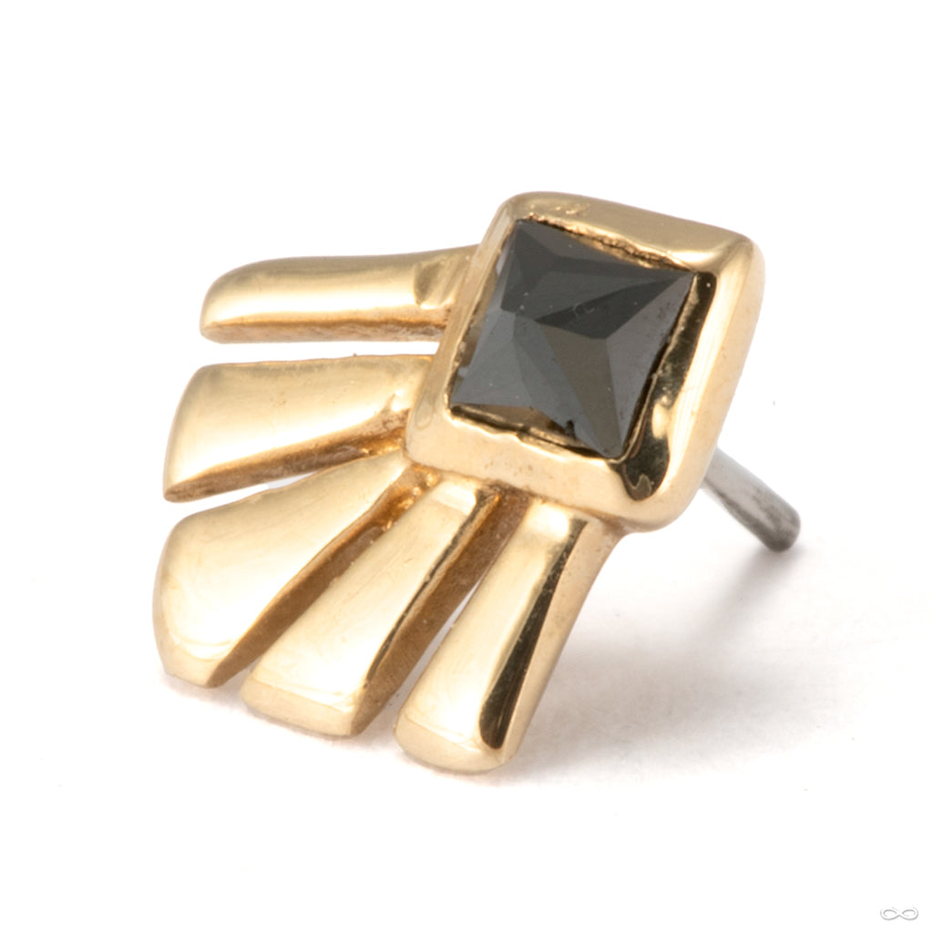Solid gold press-fit end with a princess-cut black diamond