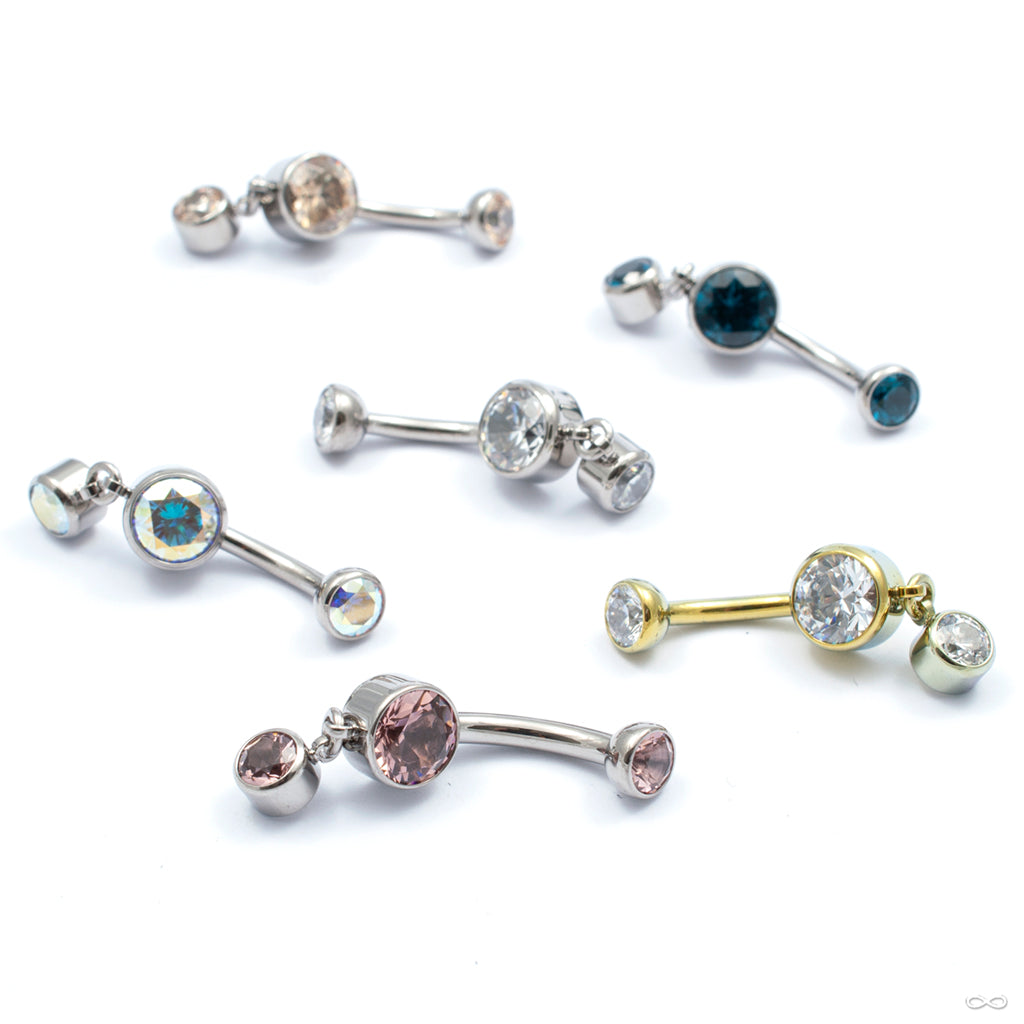 Group of gem curved barbell jewelry from Industrial Strength