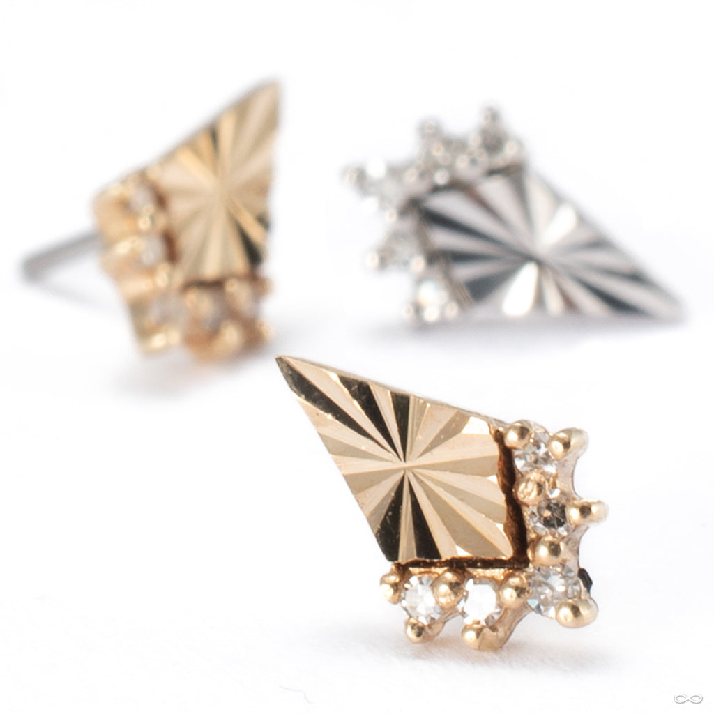 Gold and diamond press-fit ear cartilage jewelry from Buddha Jewelry