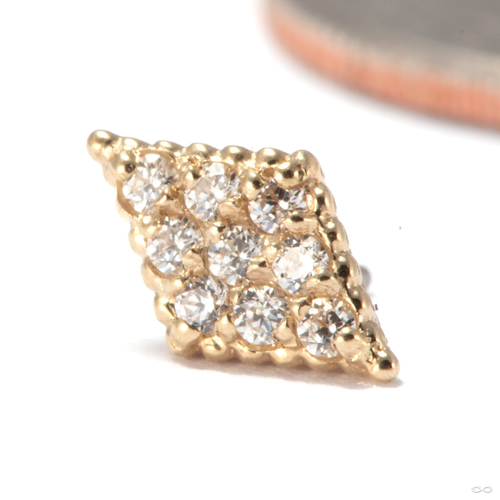 Gold and diamond press-fit end earlobe jewelry from Tawapa