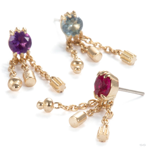 3 Drops 1000 Percent Press-fit End in Gold from Pupil Hall with various stones