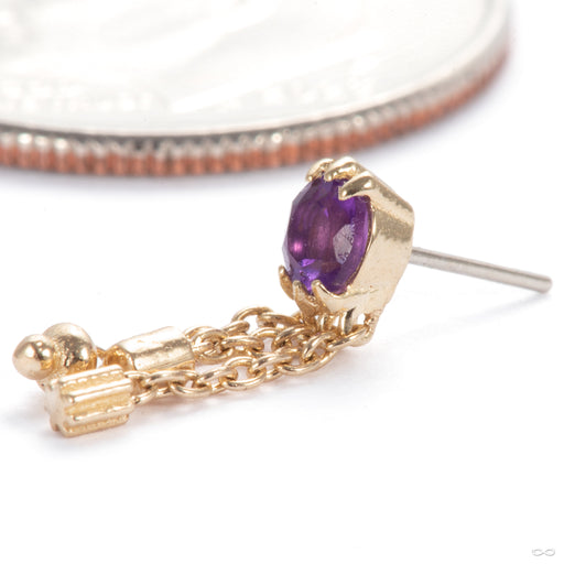 3 Drops 1000 Percent Press-fit End in 14k Yellow Gold with Amethyst from Pupil Hall