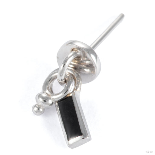 A Few Things Round Press-fit End in 14k White Gold with Black Enamel from Pupil Hall