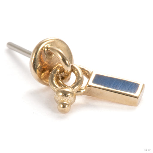 A Few Things Round Press-fit End in 14k Yellow Gold with New Blue Enamel from Pupil Hall