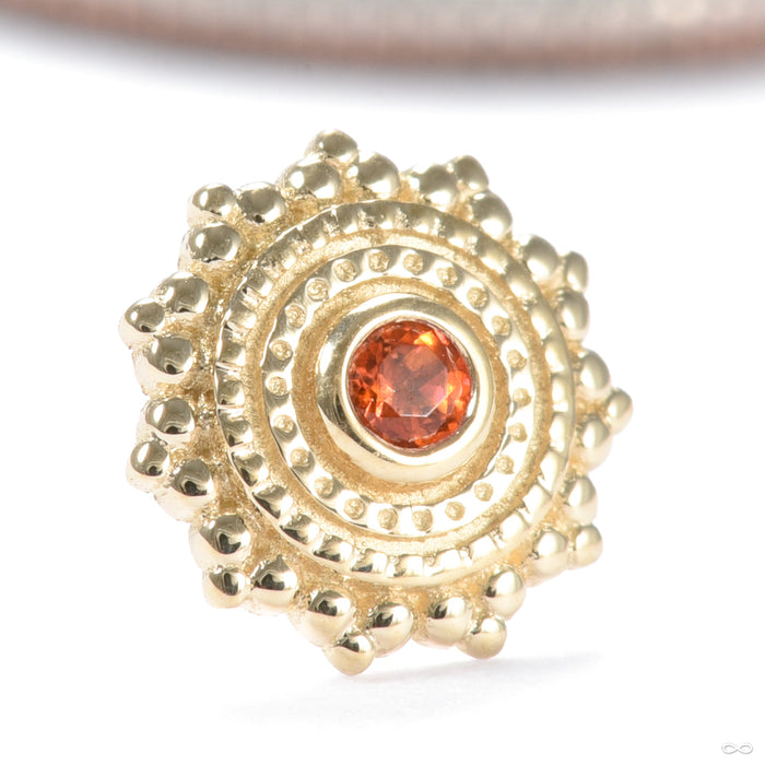 Afghan Press-fit End in Gold from BVLA in yellow gold with poppy topaz