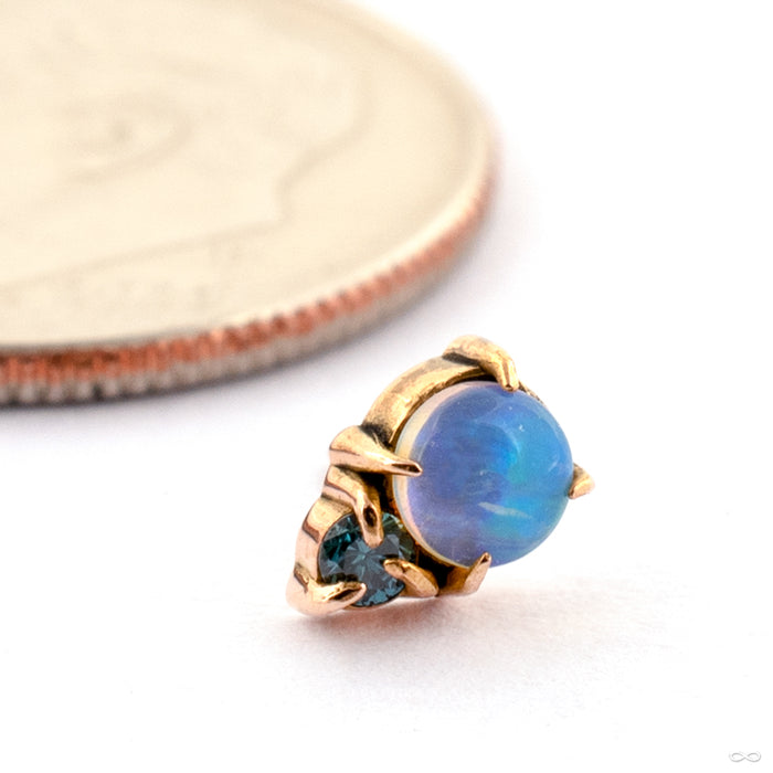 Afterglow Press-fit End in Gold from Maya Jewelry with white opal & alexandrite