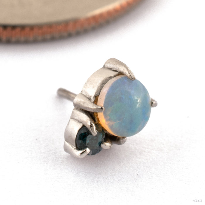 Afterglow Press-fit End in Gold from Maya Jewelry 14k White Gold with Alexandrite and White Opal