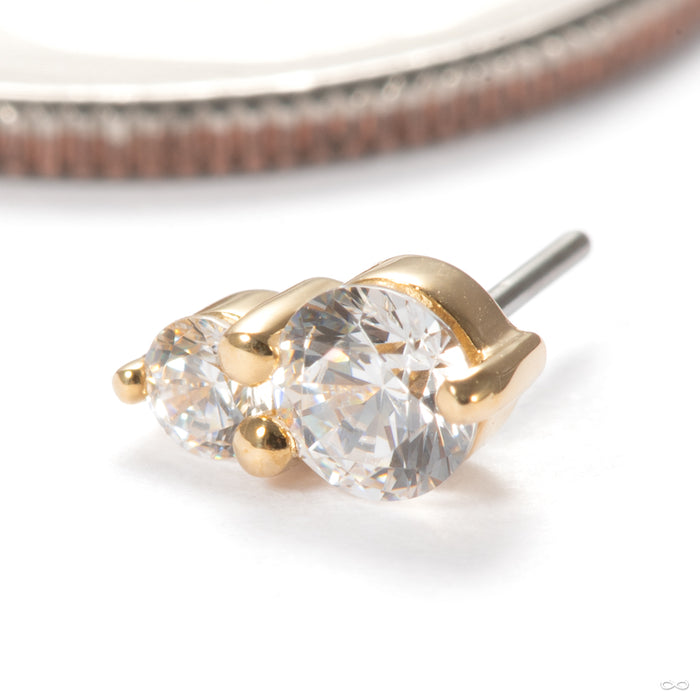 Aman Press-fit End in 14k Yellow Gold with Clear CZ from Junipurr Jewelry