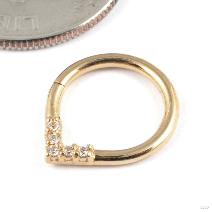 Apex Seam Ring in 14k Yellow Gold with Clear CZs from Tawapa