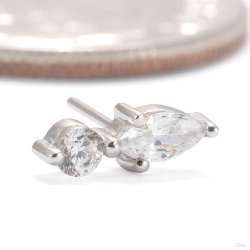 Apollo Press-fit End in 14k White Gold with Clear CZ from Ember Body Jewelry