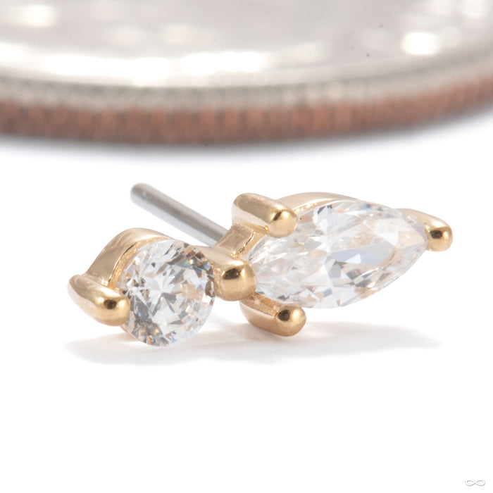 Apollo Press-fit End in 14k Yellow Gold with Clear CZ from Ember Body Jewelry