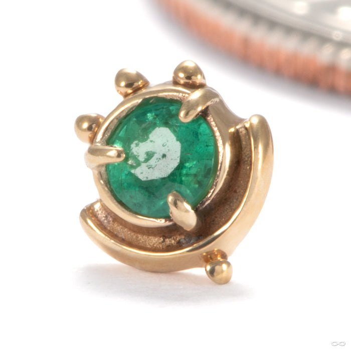 Axis Press-fit End in 14k Yellow Gold with Emerald from Sacred Symbols