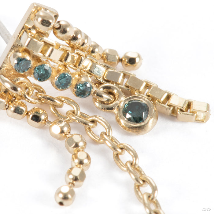Bada Boom! Press-fit End in 14k Yellow Gold with Blue Diamond from Pupil Hall chain close-up