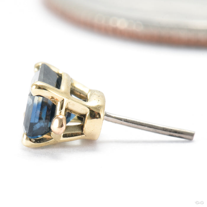 Basket-set Australian Sapphire Press-fit End in Gold from Modern Mood & Dusk Body Jewelry in yellow gold side view