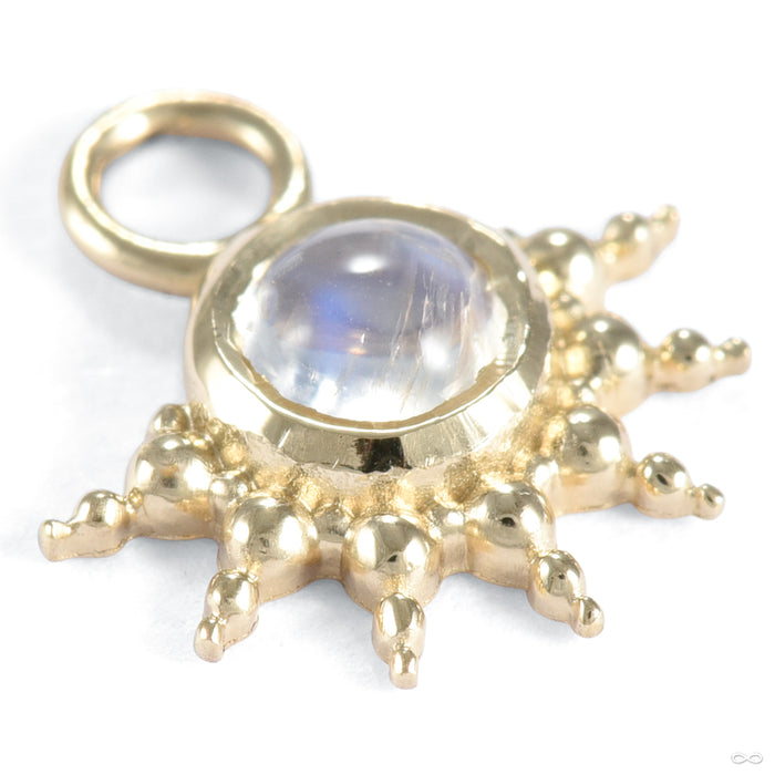 Bead Fan Charm in Gold from Mettle and Silver in yellow gold with moonstone