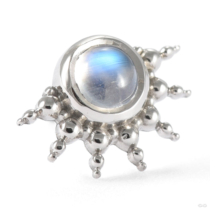 Bead Fan Press-fit End in Gold from Mettle and Silver in white gold with moonstone