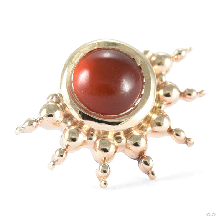 Bead Fan Press-fit End in Gold from Mettle and Silver in yellow gold with carnelian