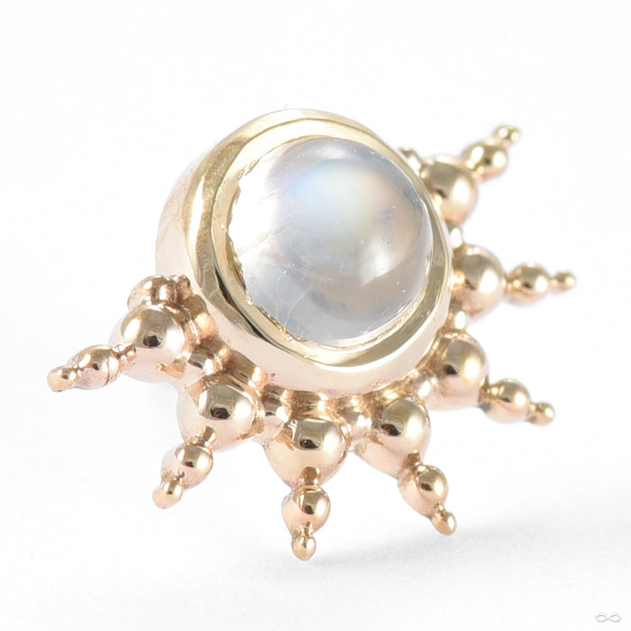 Bead Fan Press-fit End in Gold from Mettle and Silver in yellow gold with moonstone