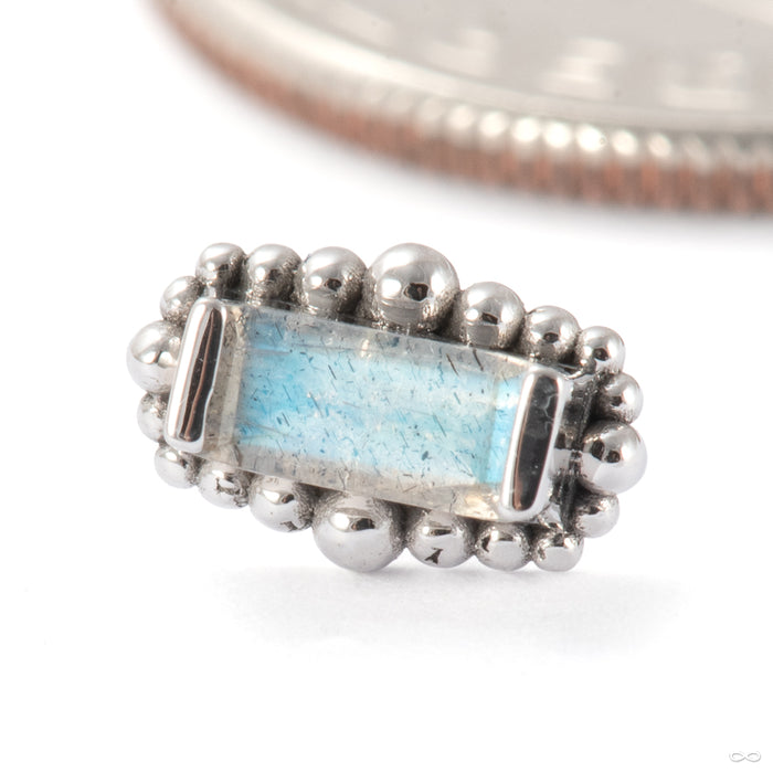 Beaded Baguette Press-fit End in 14k White Gold with Labradorite from BVLA
