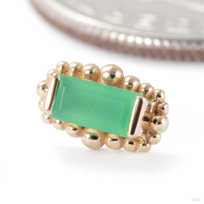 Beaded Baguette Press-fit End in 14k Yellow Gold with Chrysoprase from BVLA