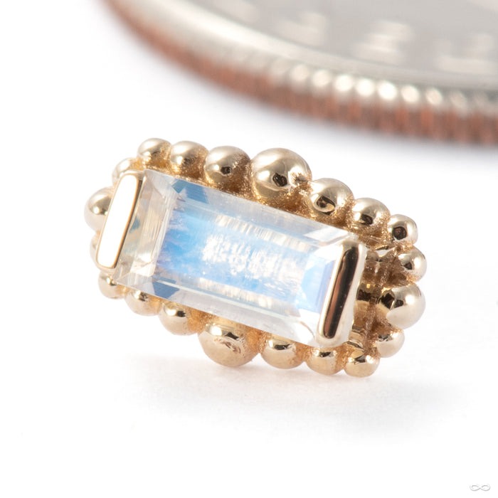 Beaded Baguette Press-fit End in 14k Yellow Gold with Rainbow Moonstone from BVLA