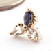 Beaded Marquise Trinity Press-fit End in Gold from Dusk Body Jewelry in 14k Yellow Gold with Iolite & White Sapphire