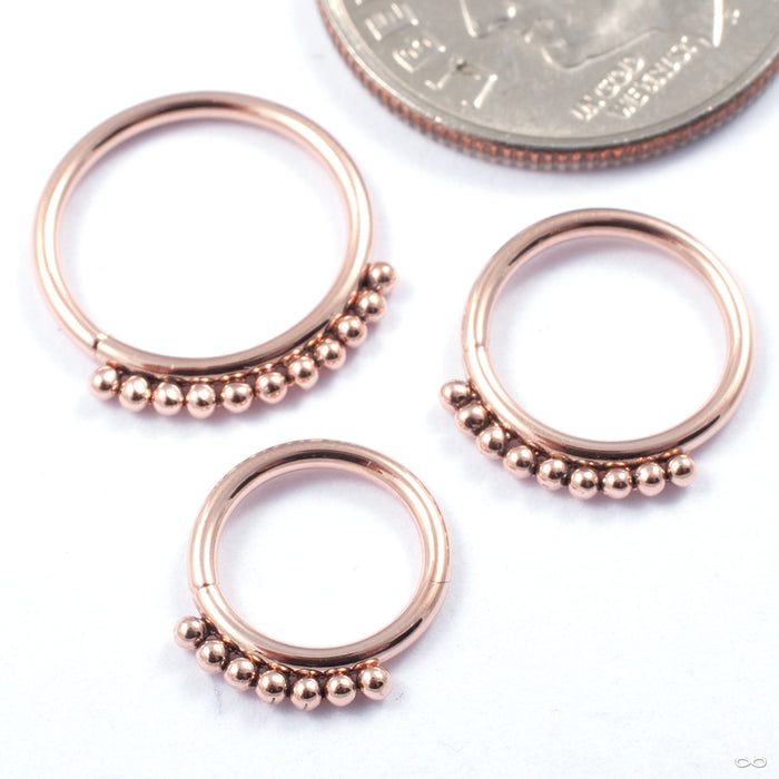 Beaded Seam Ring in Gold from Dusk Body Jewelry in rose gold