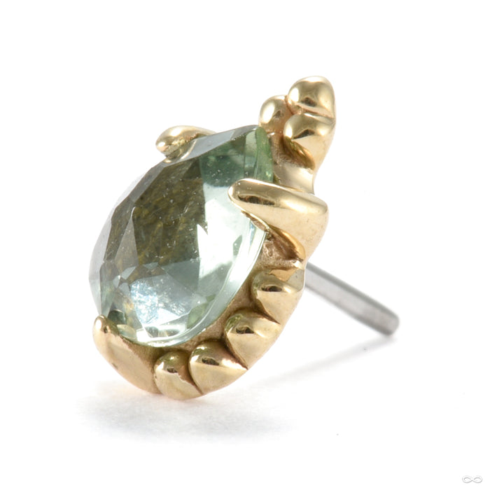 Beaded Teardrop Press-fit End in Gold from Sacred Symbols with green tourmaline