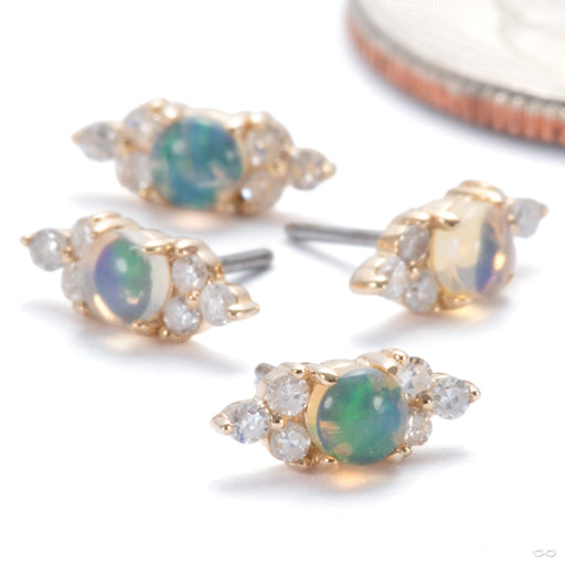 Belle Press-fit End in 14k Yellow Gold with Australian Opal and Diamond from Oracle group