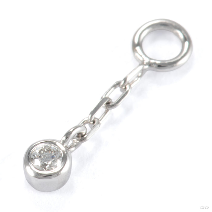 Bezel-set Tiny Charm with Chain in 14k White Gold with Diamond from Modern Mood