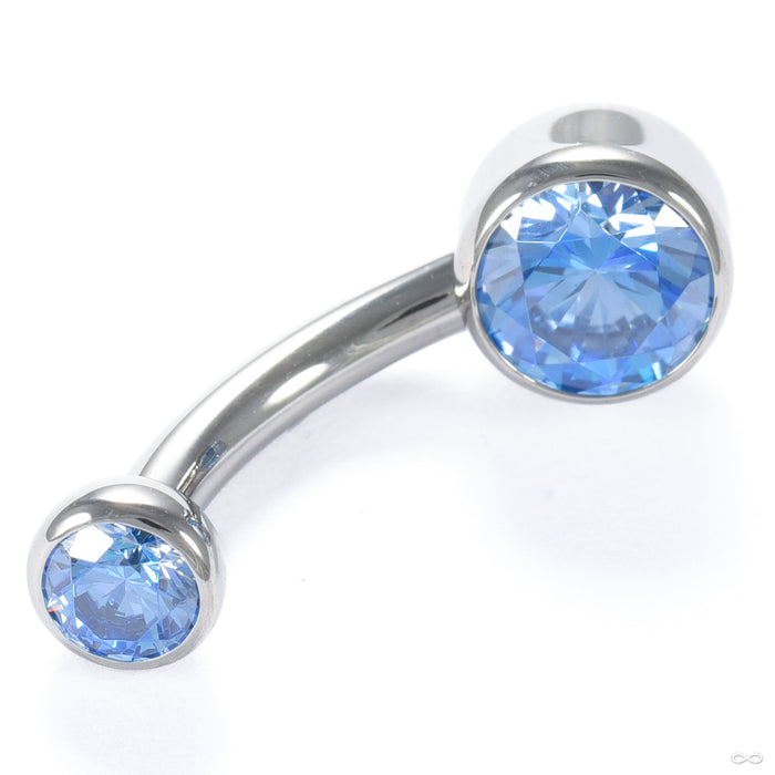 Bezel-set Gem Curved Barbell from Industrial Strength