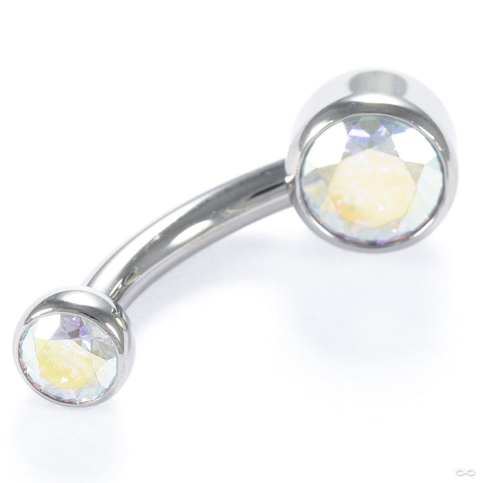 Bezel-set Gem Curved Barbell from Industrial Strength