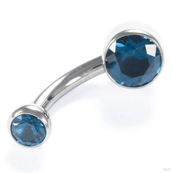 Bezel-set Gem Curved Barbell from Industrial Strength