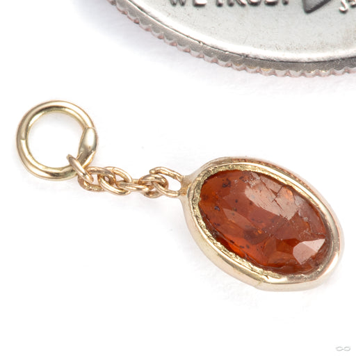 Bezel Oval Charm in 18k Yellow Gold with Hessonite Garnet from Diablo Organics