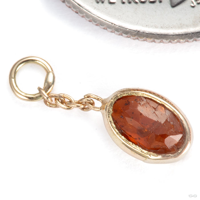 Bezel Oval Charm in 18k Yellow Gold with Hessonite Garnet from Diablo Organics