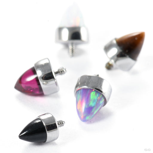 Bezel-set Bullet-cut Cabochon Threaded End in Stainless Steel from Anatometal in various materials