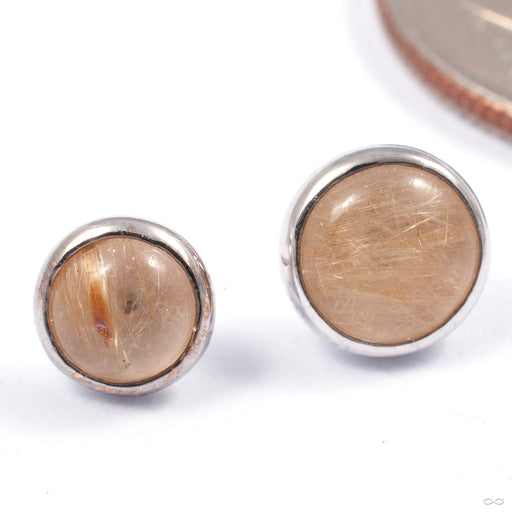Bezel-set Cabochon Press-fit End in Gold from Auris Jewellery in white gold with rulilated quartz
