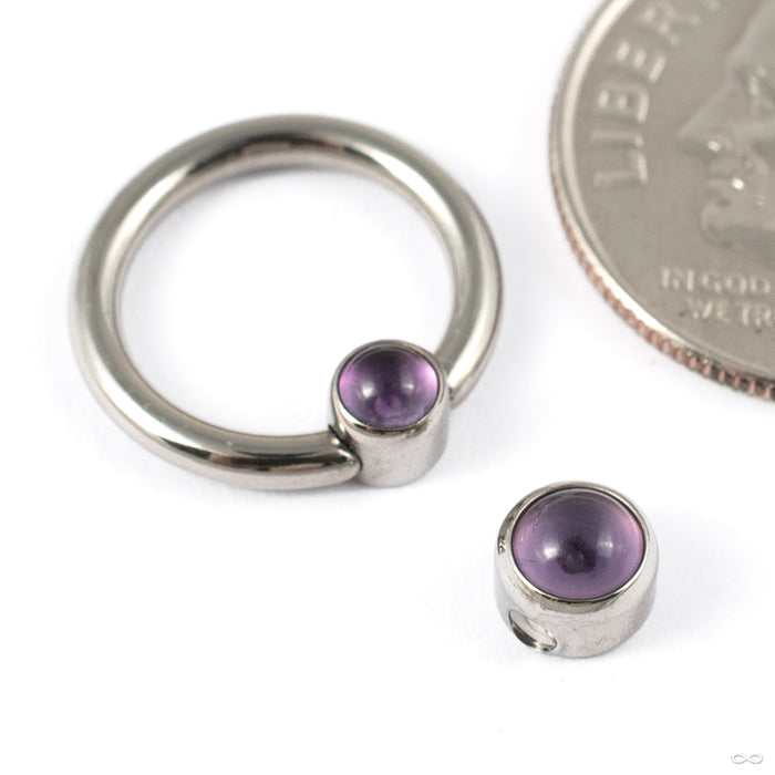 Captive Gem Bead in Titanium with Amethyst Cabochon from Industrial Strength