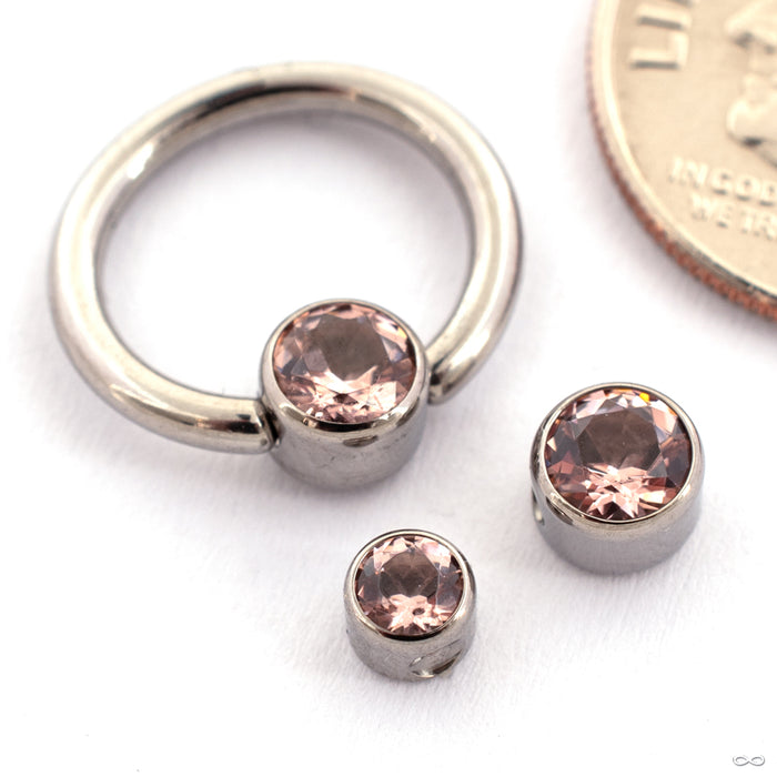 Captive Gem Bead in Titanium from Industrial Strength with dusty rose