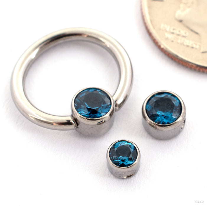 Captive Gem Bead in Titanium from Industrial Strength with london blue topaz