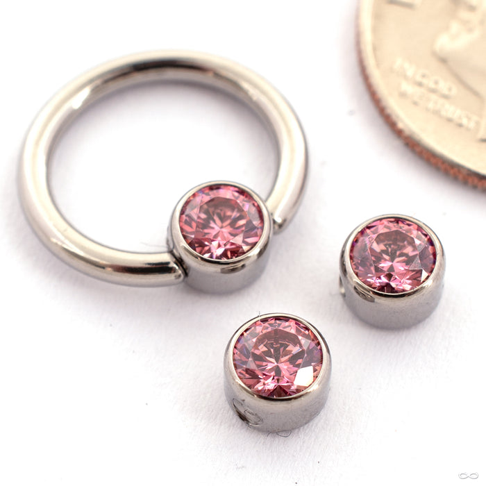 Captive Gem Bead in Titanium from Industrial Strength with pink