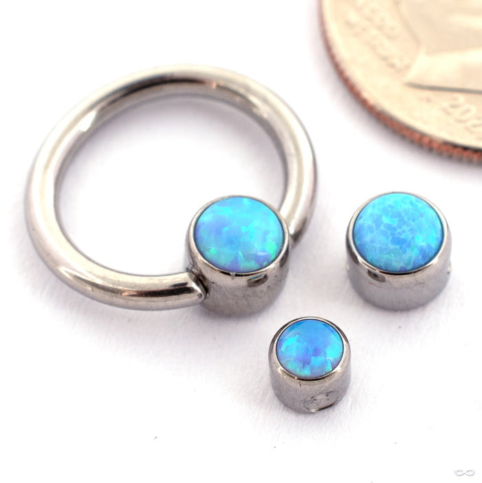 Captive Gem Bead in Titanium from Industrial Strength with sky blue opal