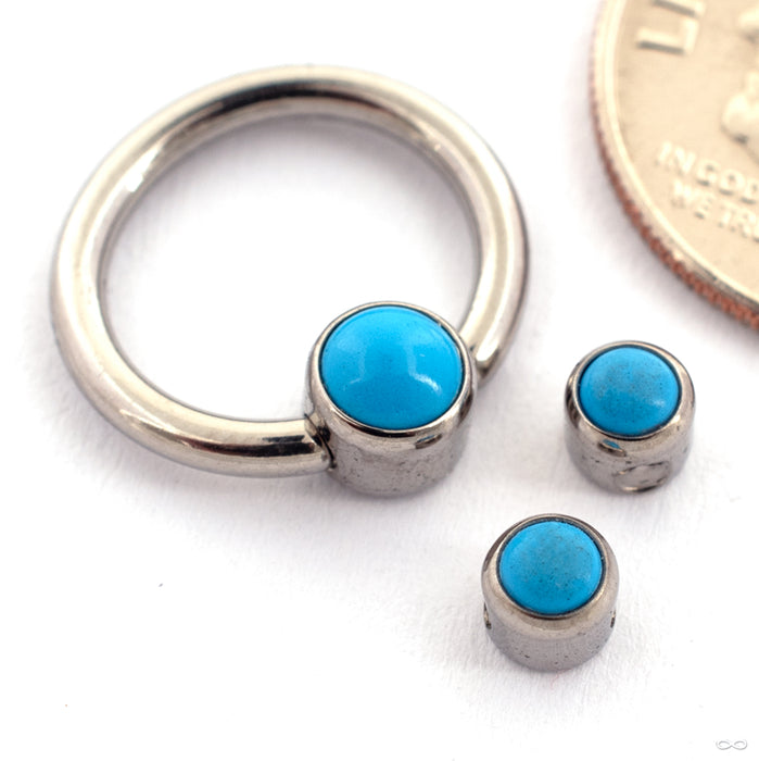 Captive Gem Bead in Titanium from Industrial Strength with turquoise