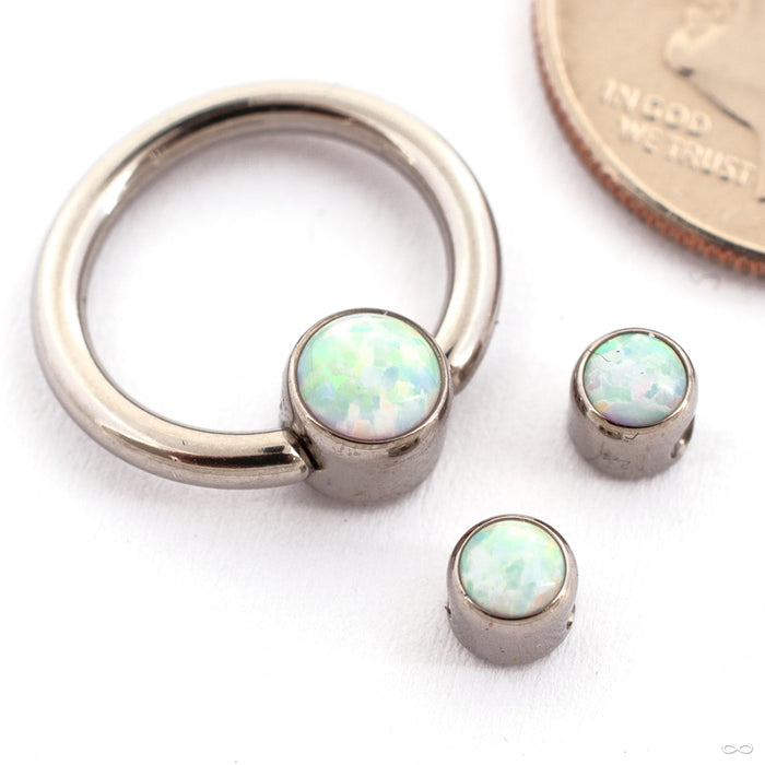 Captive Gem Bead in Titanium from Industrial Strength with white opal