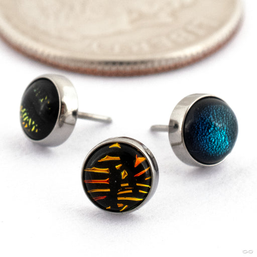 Bezel-set Dichroic Glass Press-fit End in Titanium from People’s Jewelry Group