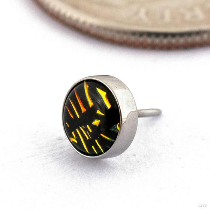 Bezel-set Dichroic Glass Press-fit End in Titanium from People’s Jewelry Orange